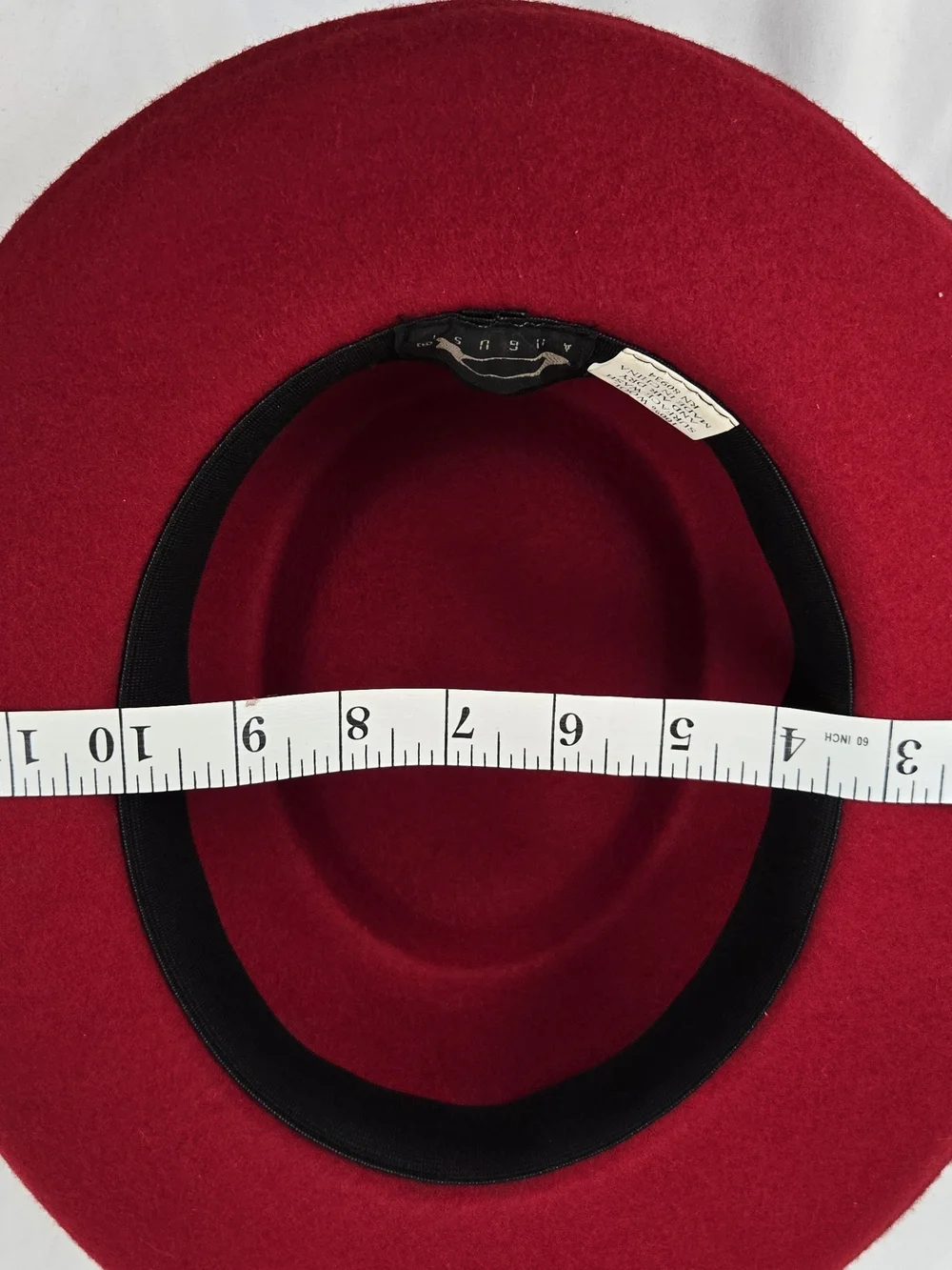 August Hat Company Red Wool Felt Fedora Wide Brim Hat 100% Wool Size 7 1/4